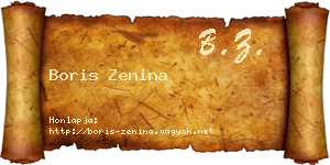Boris Zenina névjegykártya